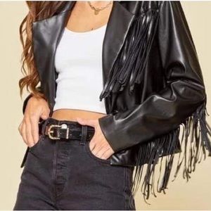 Fringe Faux Leather Jacket